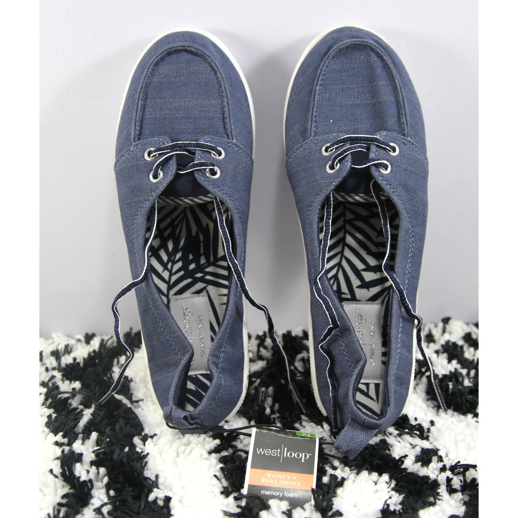 West Loop Women�s Canvas Boat Shoes Memory FoamM 7/8 NAVY