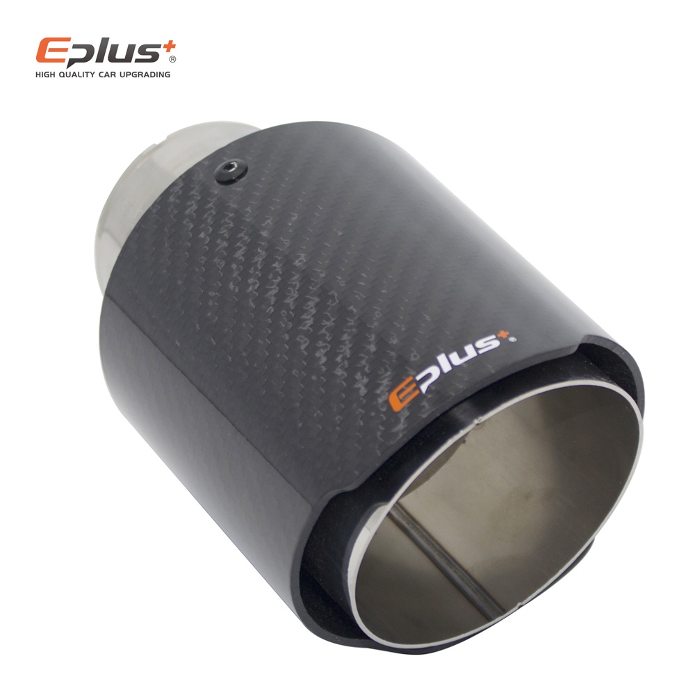 E^kEplus Car Glossy Carbon Fiber Muffler Tip Exhaust System Pipe