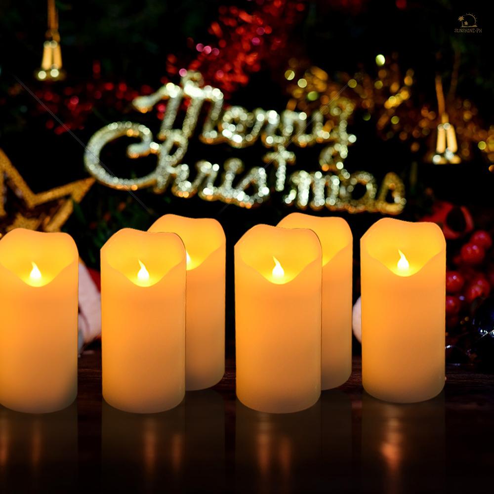 SUPH 12 PCS Rechargeable Flameless Candles Realistic Warm Yellow LED Cordless Pillar Candles Electric Candle Lights with Flickering Flame for Christmas Halloween Festivals Wedding