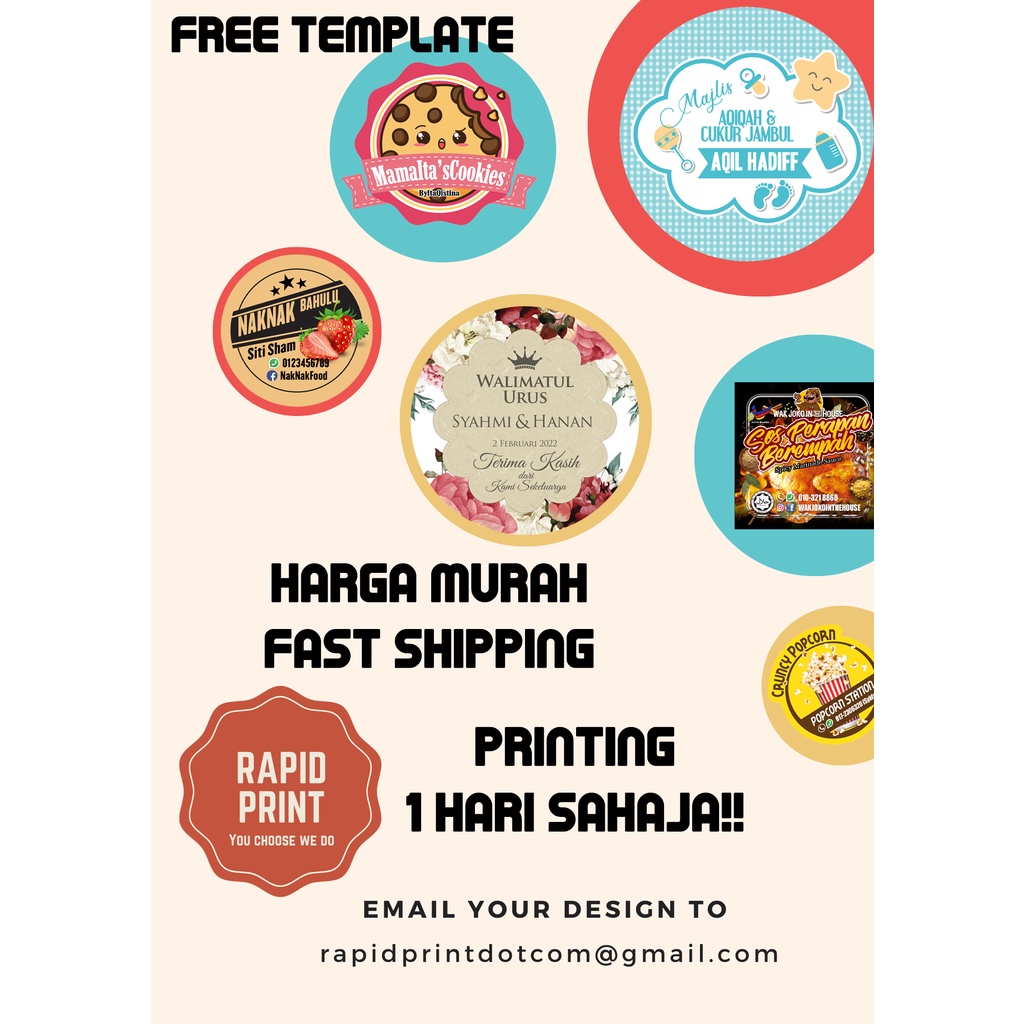 Sticker Kahwin,Custom Sticker Logo, Sticker label, Self Design Sticker