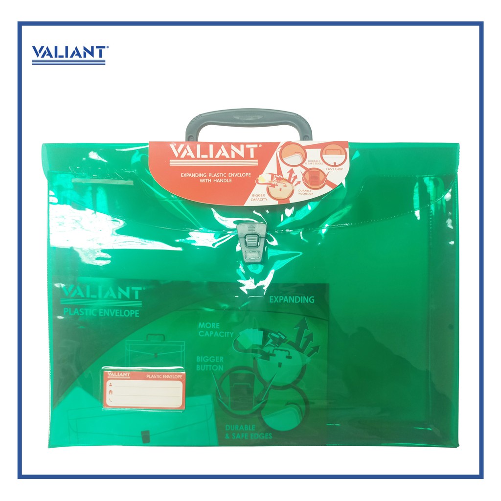 1pc Valiant Expanding Plastic Envelope with Handle and Pushlock WISEBUY SHOPPERS