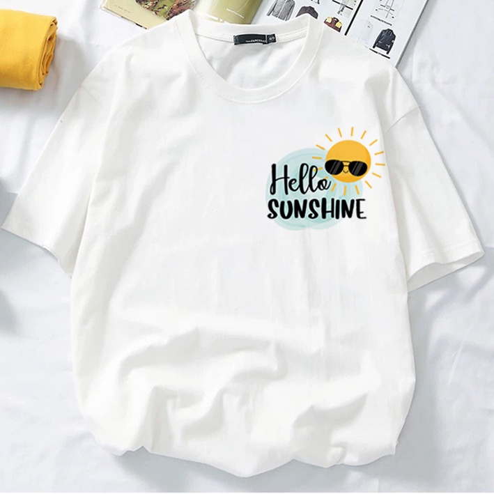 POPCLOSET HELLO SUNSHINE SUMMER VACATION T SHIRT WOMEN MEN COTTON T-SHIRT