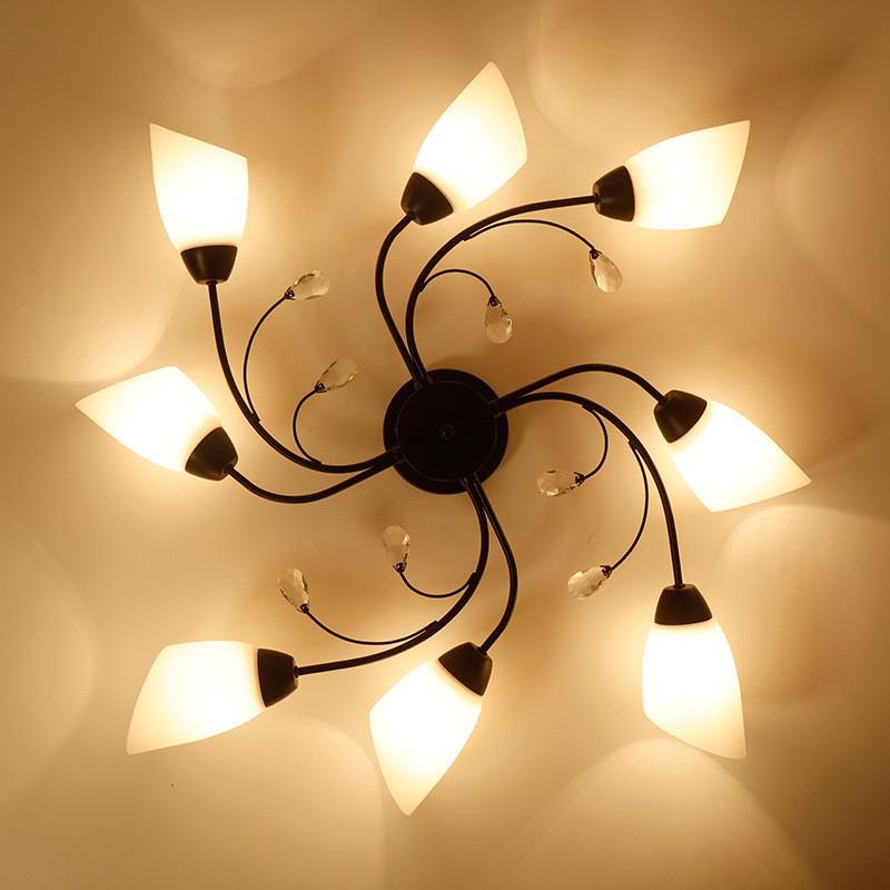 Glass Wrought Iron Ceiling Light Minimalist Chandelier Shopee