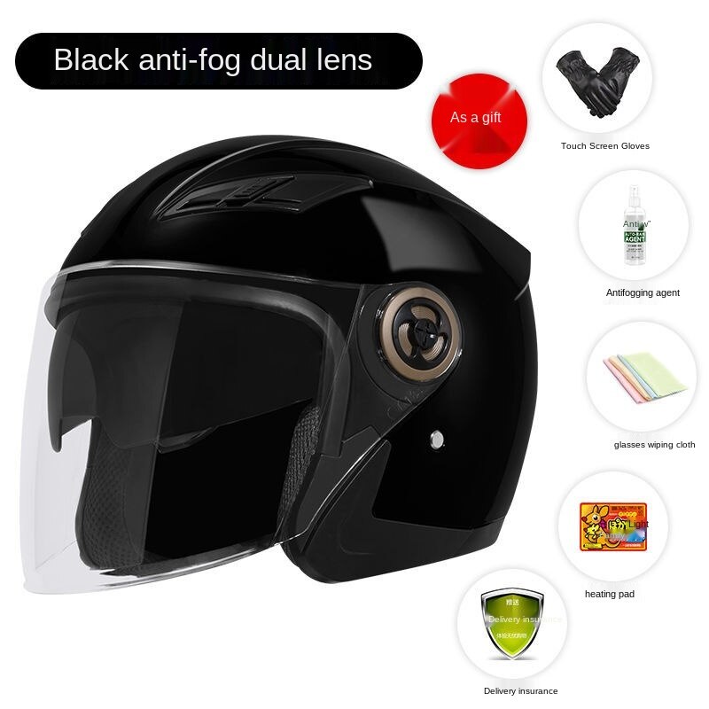 Color : H Electric Motorcycle Helmet Men and Women Lightweight Four Seasons Half Helmet Outdoor Riding Anti-Fog Helmet