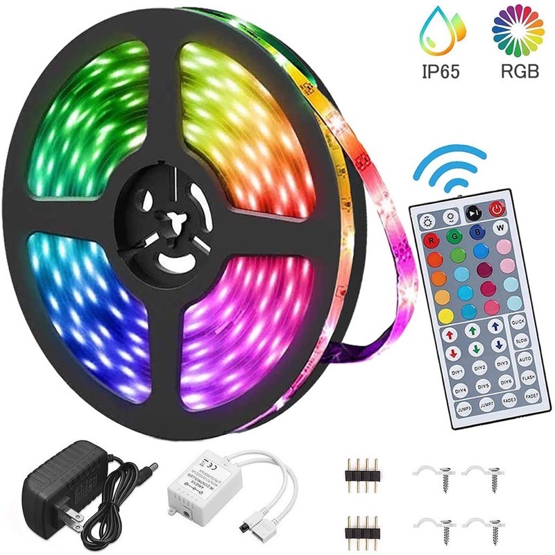 Led Light Strip 5m 3528 Rgb With 24 44 Keys Remote Controller Non Waterproof Dc12v Shopee 