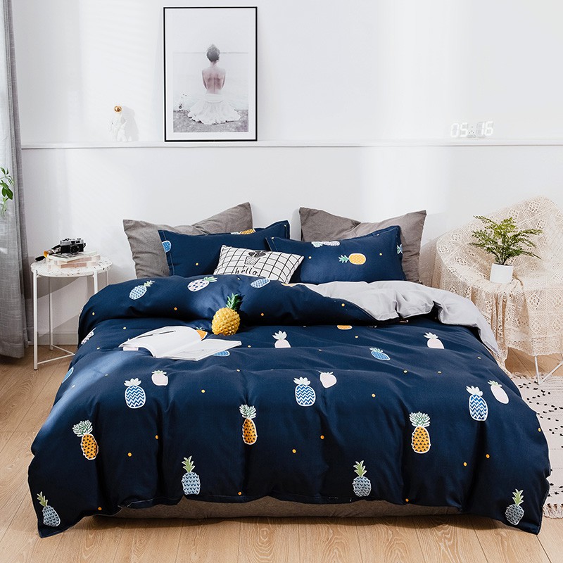 Bedding Dark Blue Quilt Cover Pineapple Single Queen King Size