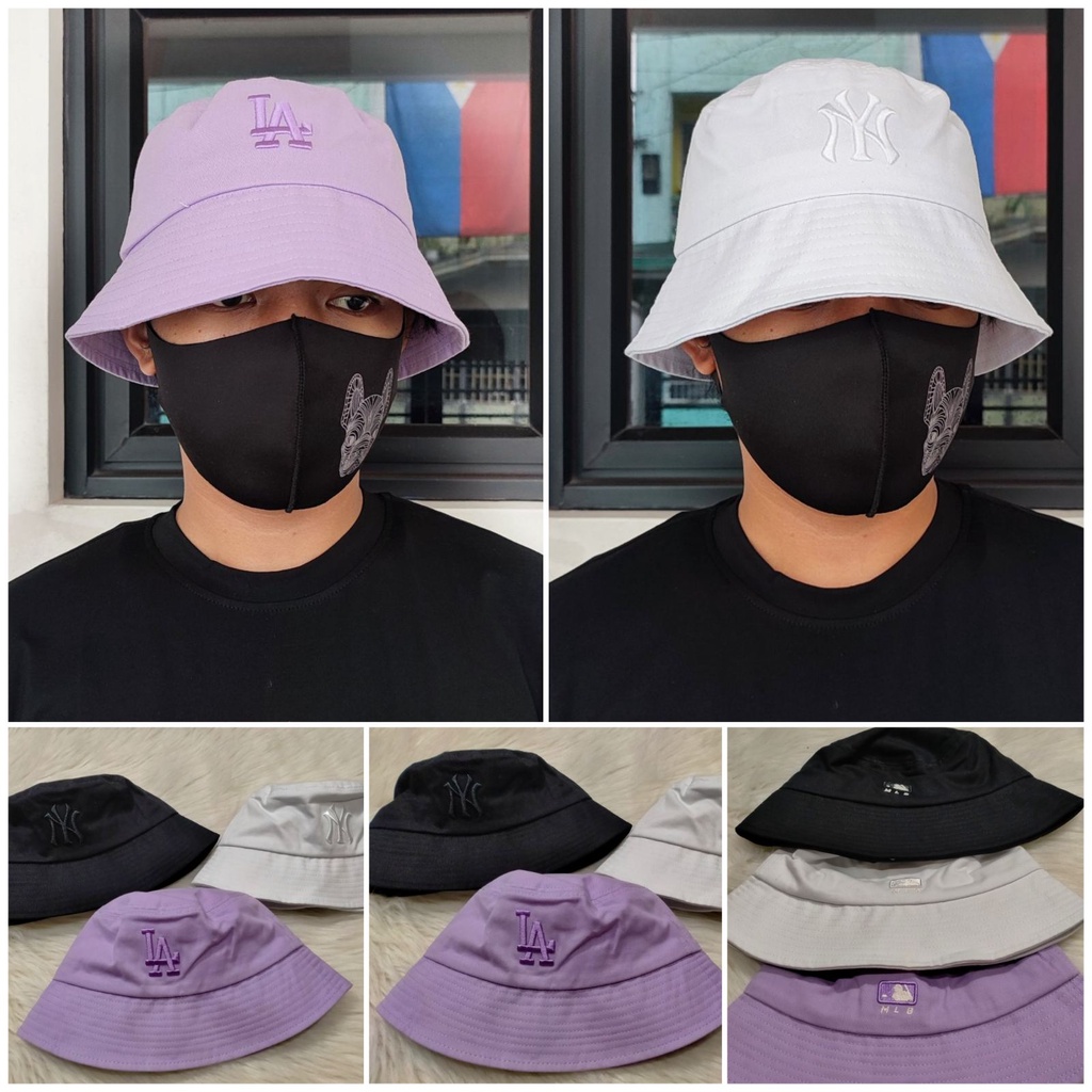 MLB New York Korean Bucket Hat Plain Color Shopee Philippines