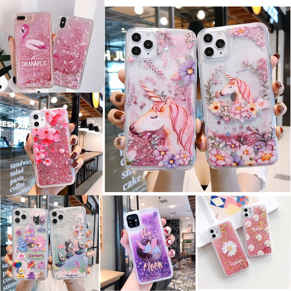 Cute Cartoon Flamingo Flower Unicorn Liquid Water Phone Case For OPPO ...