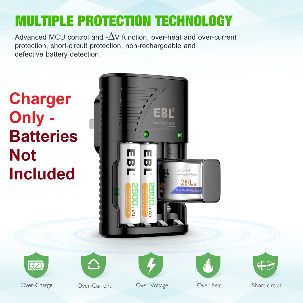 EBL 802 Smart Rapid Fast Universal Battery Charger for AA AAA 9V ...