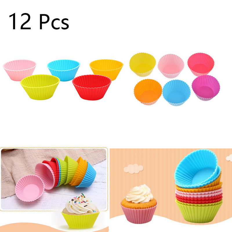 Silicone Cupcake Muffin Candy Pan Pudding Pastry Bakeware Cake Baking Tray Mold 