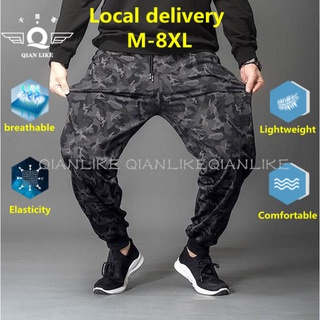 【M-8XL】Plus Size Jogger Pants for Men thin jogging big black jagger oversized camouflage