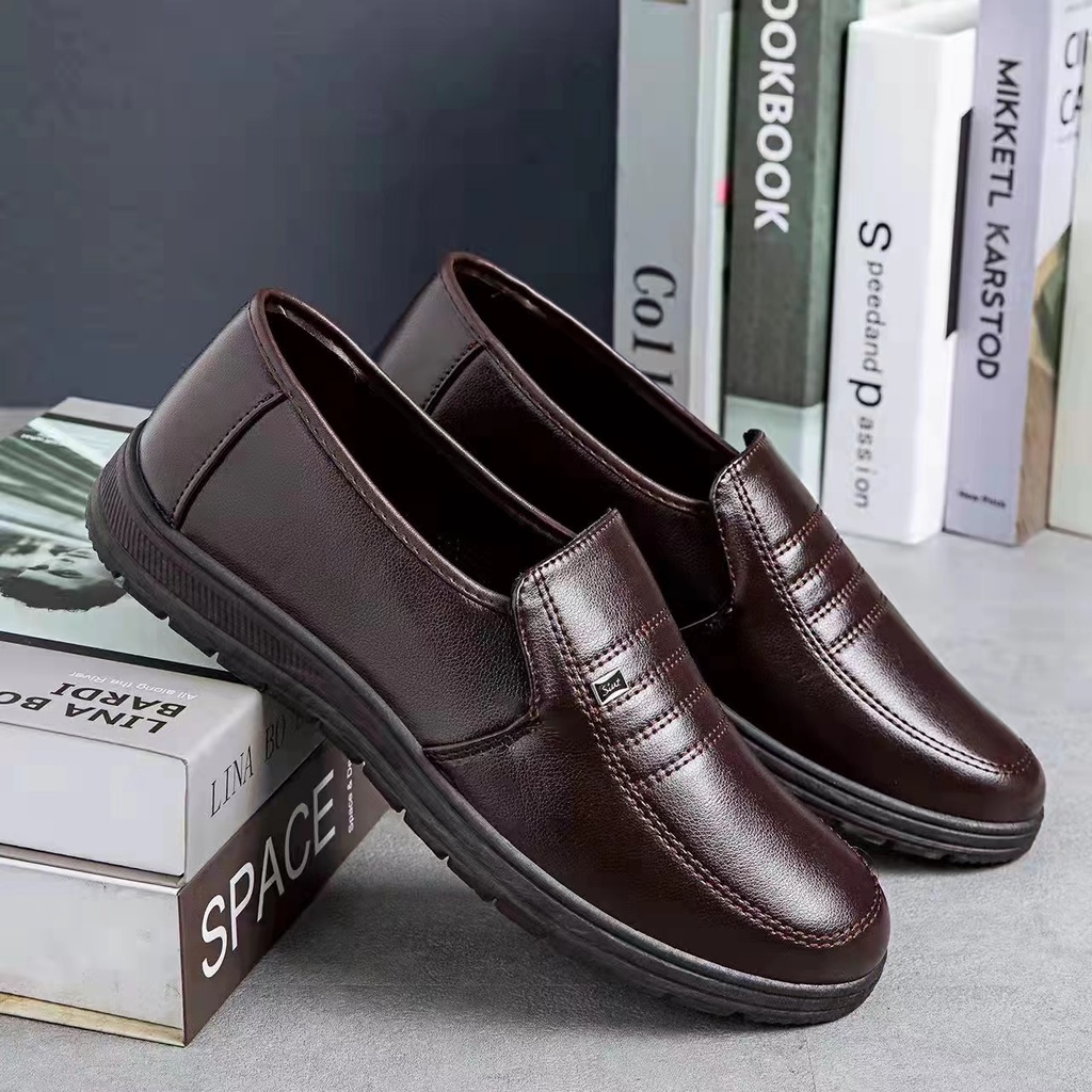 Men's Leather Shoes Black Casual Formal Wedding Work Loafer Boat Shoes