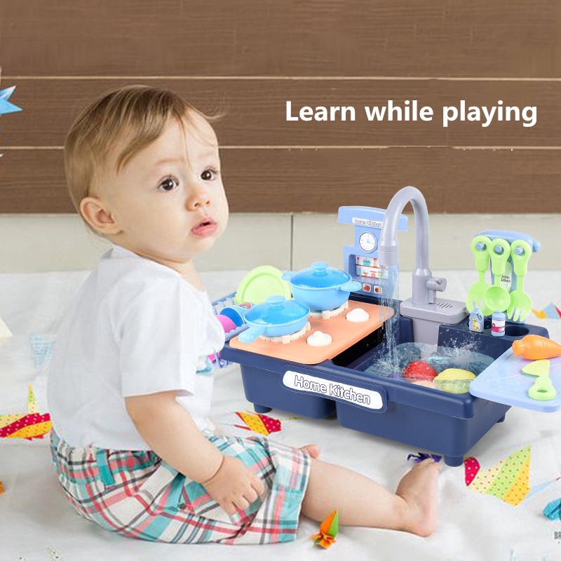 Sink Play House Pretend Toy Kitchen Sink With Running Water Kids Toy Sink With Real Faucet Drain Dishes Utensils Stove Shopee Philippines