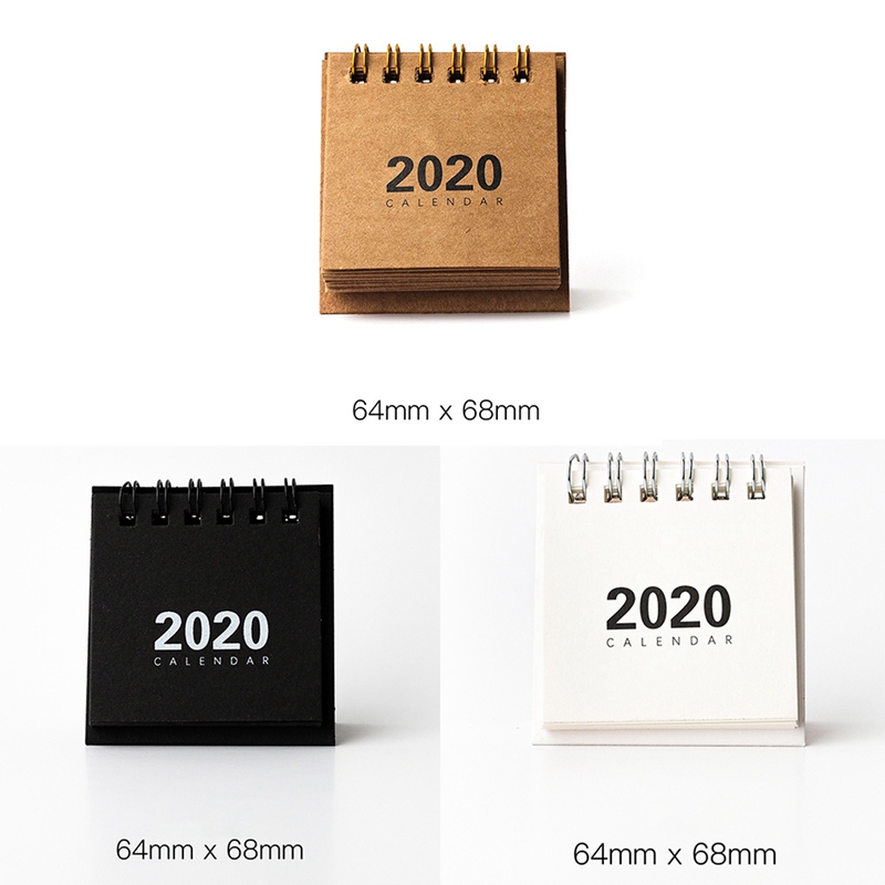 2020 Retro Kraft Paper Coil Calendar Diy Mini Desk Calendars Daily