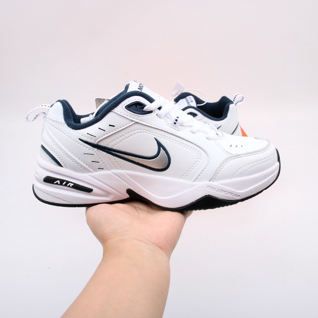 nike air monarch blue and white