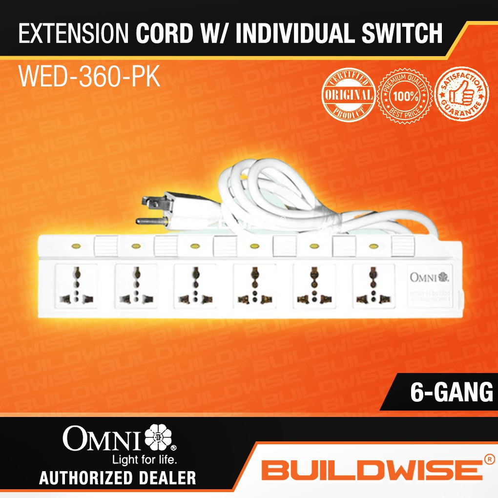 Omni Extension Cord Set With Individual Switch 6 Gang Wed 360 Pk Shopee Philippines