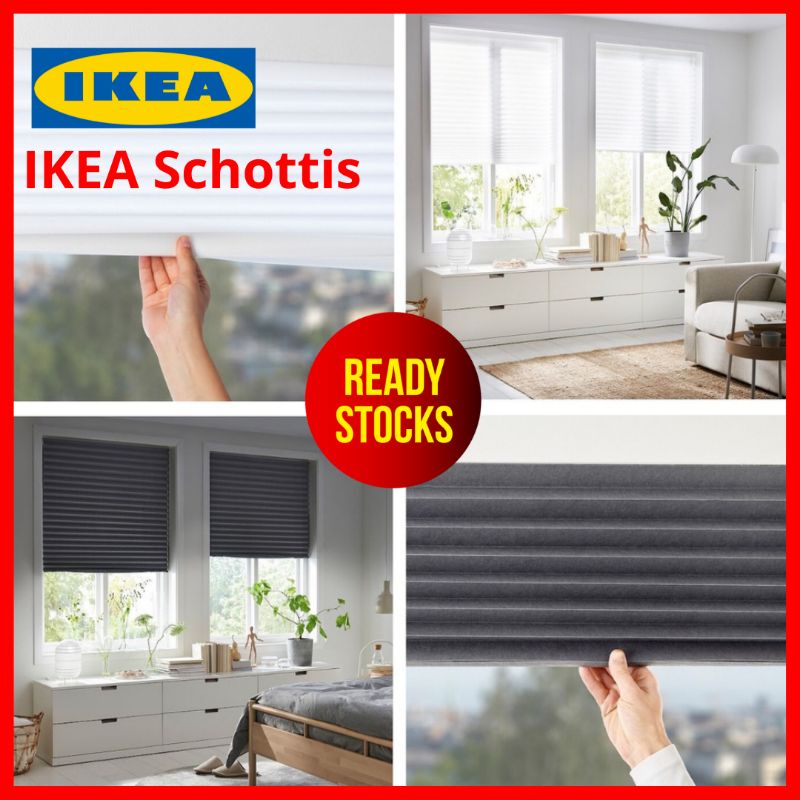 IKEA Schottis Pleated Curtain Blinds Window Room Kitchen Blackout
