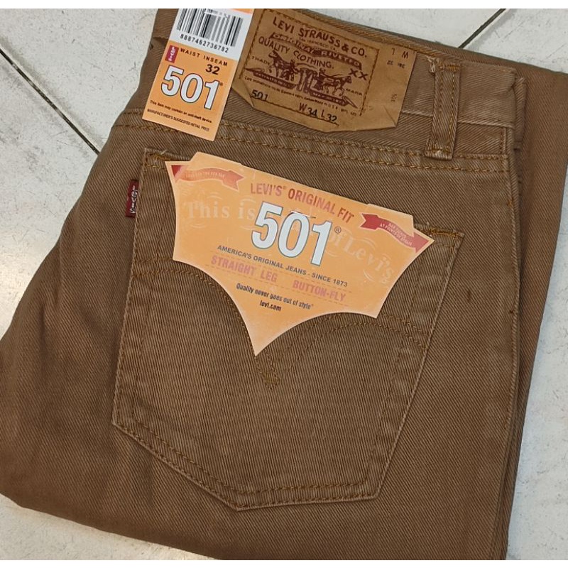 501 LEVIS STRAIGHT CUT MENS PANTS COPPER BROWN/MUSTARD TWILL COTTON TEXTILE  GOOD QUALITY ZIP FLY | Shopee Philippines