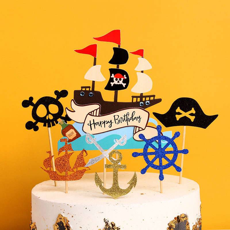 6pcs/set Anime One Piece Pirate Boat Anchor Skull Cake Topper Party  Decoration | Shopee Philippines