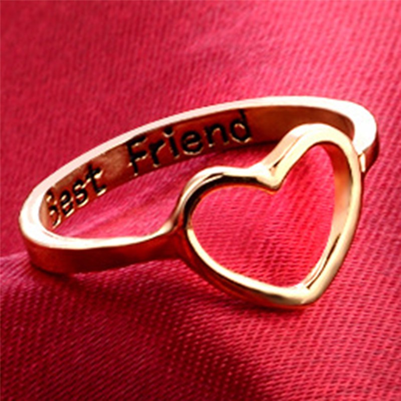 Best Friends Heart Finger Ring Knuckle Ring Friend Love Jewelry Gifts Unisex VE