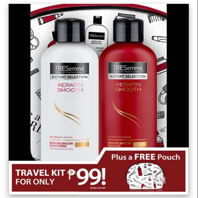 Tresemme Keratin Smooth Shampoo & Conditioner w/ FREE pouch Shopee