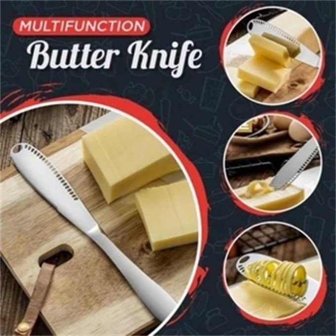 2 Pack Stainless Steel Butter Spreader Knife, 3 In 1 Multifunction