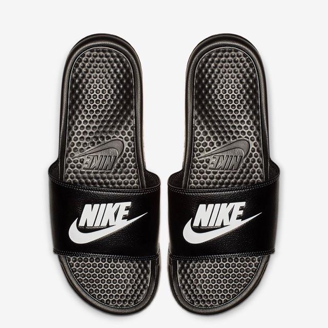 green and gold nike slides