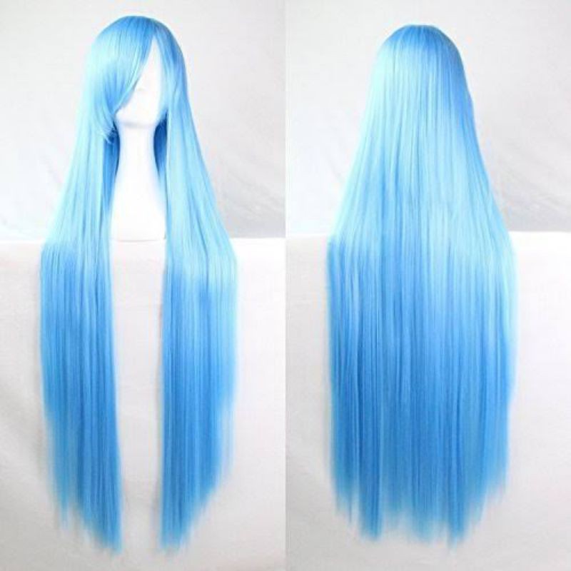 light blue wig long