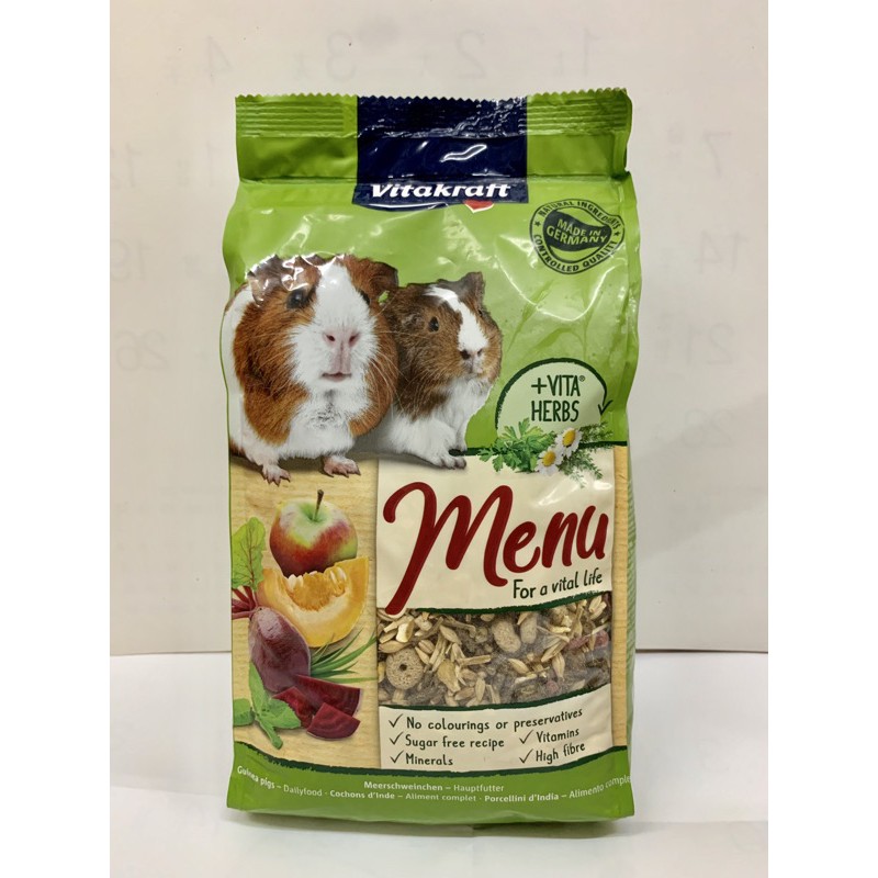 menu guinea pig food