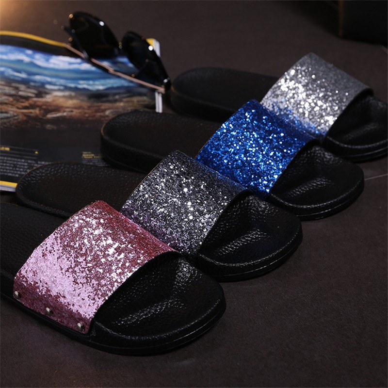 women's glitter slippers