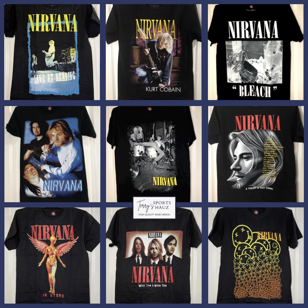 NIRVANA BAND SHIRTS ROCK YEAH/HOT ROCK ASSORTED DESIGNS Shopee