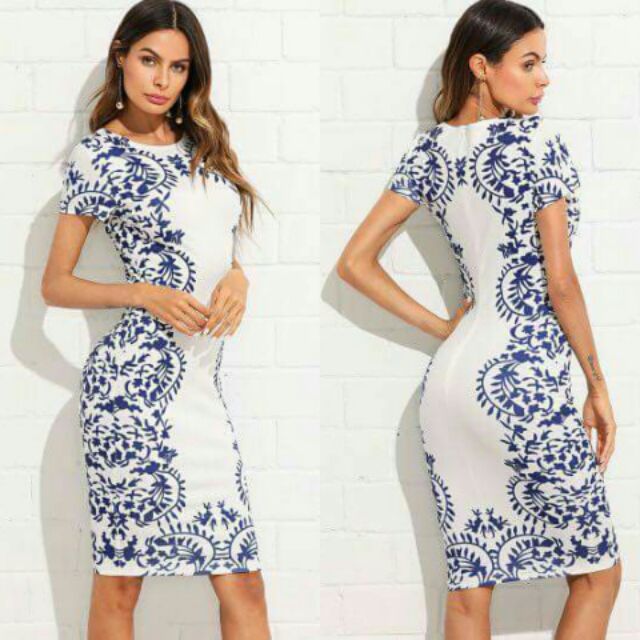 blue floral formal dress