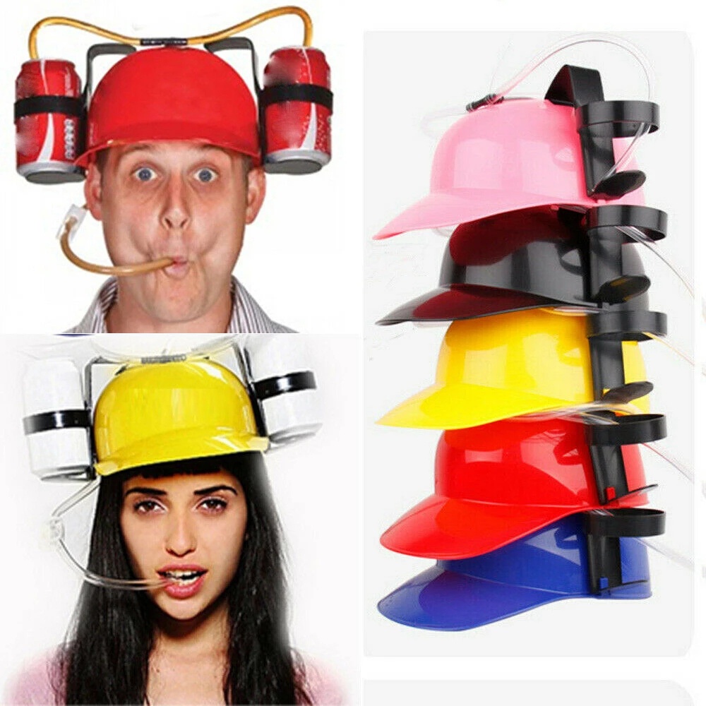Beverage Helmet Toy Prop for Birthday Party Hat Beer Dual Holder Helmet