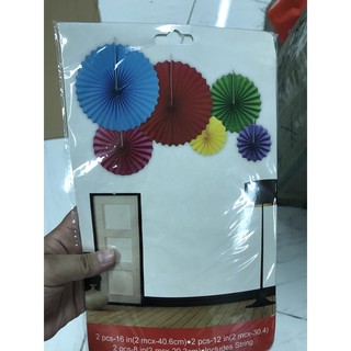 6 in 1 Paper Fan Set Party Rosette Birthday Party Decorations #6