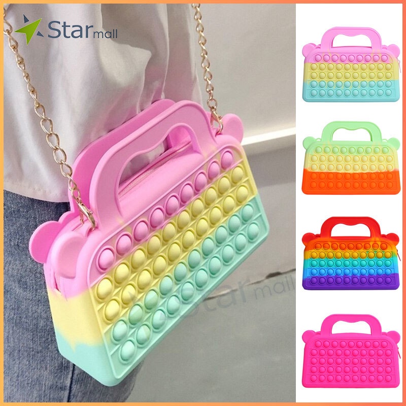 Pop It Bag for Girls Crossbody Sling Bags Fidget Toys Handbag Push Bubble Tote Bag Sensory
