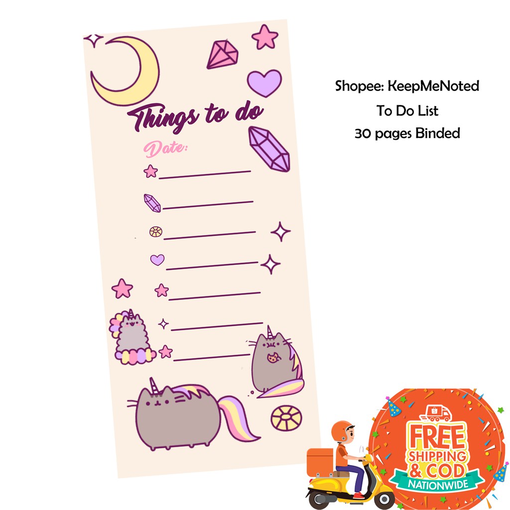 keepmenoted Cute Personalized Pusheen Cat Lover To do List Checklist ...
