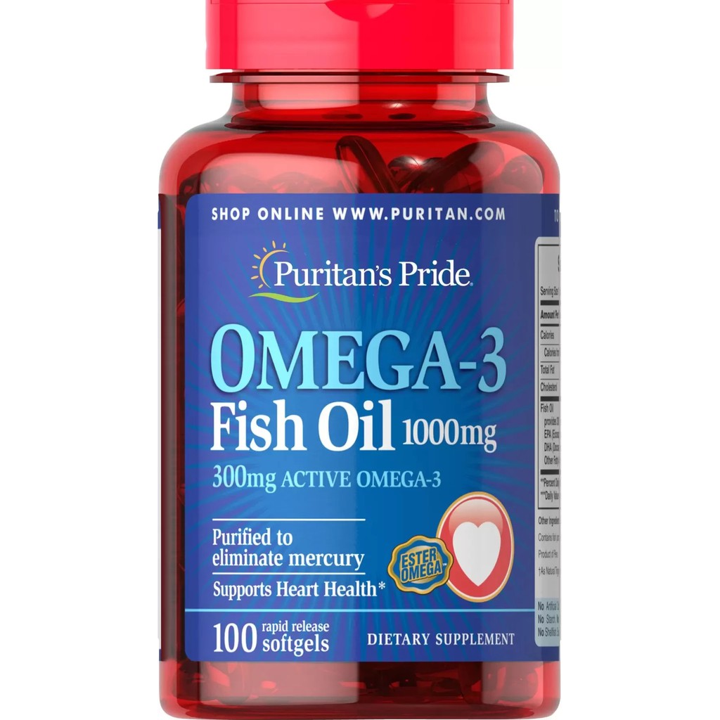 Omega-3 Fish Oil 1000mg 100 softgels EXPIRY: March 2023 Puritan's Pride ...