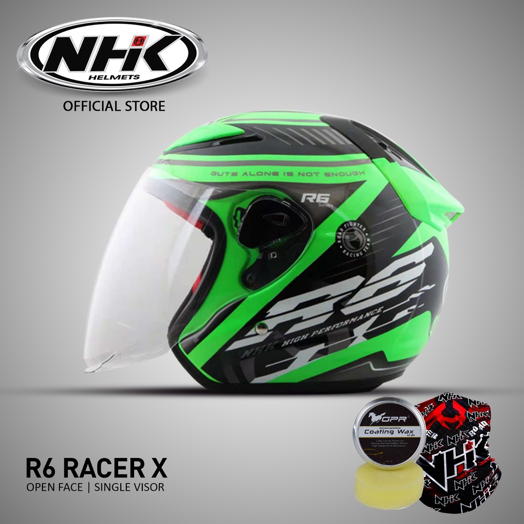 NHK HELMET R6 RACER X HALF FACE With Free Clear Visor AND NHK