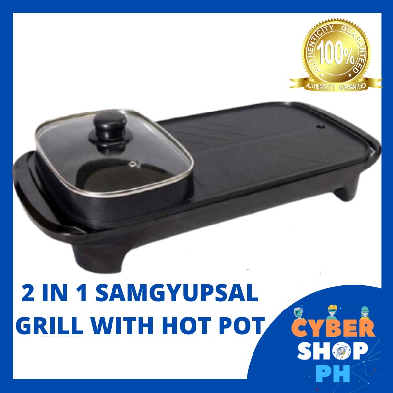 Electric Grill Pan Samgyupsal with Hotpot BBQ Grill Motor Smokeless