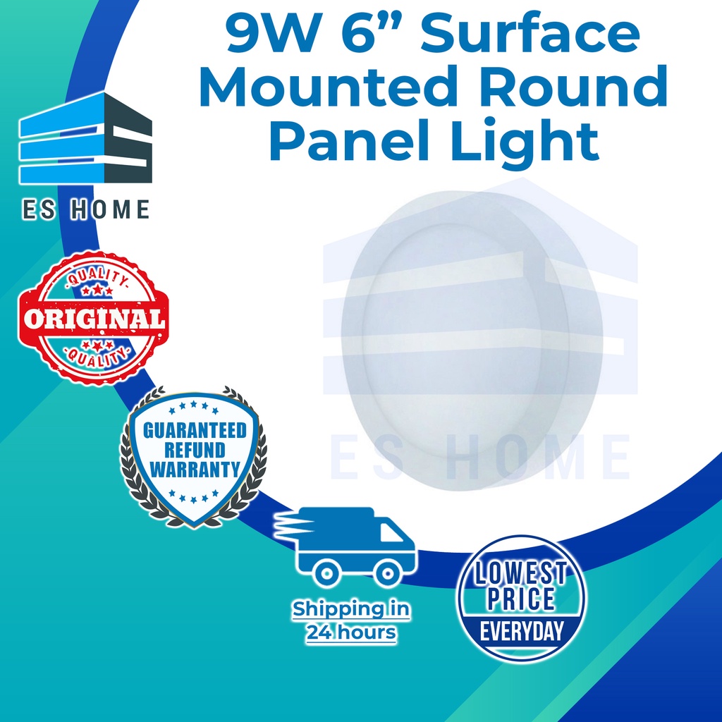 Brightex 9W 6” Surface Mounted Round Panel Light Daylight for Bedroom, Kitchen & Living Room