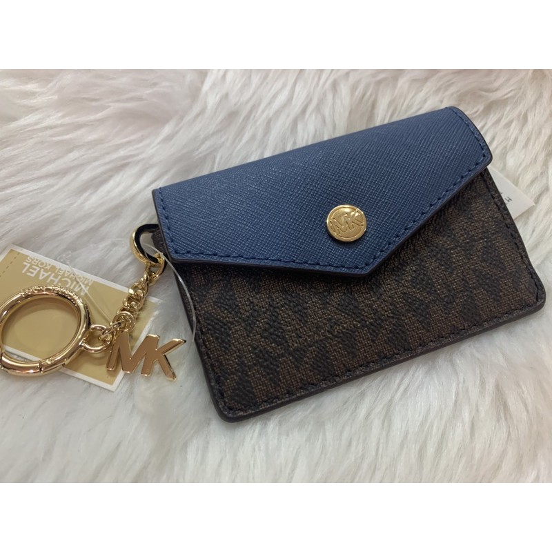 Michael Kors Keychain Card Case Brown MK Signature Blue | Shopee Philippines