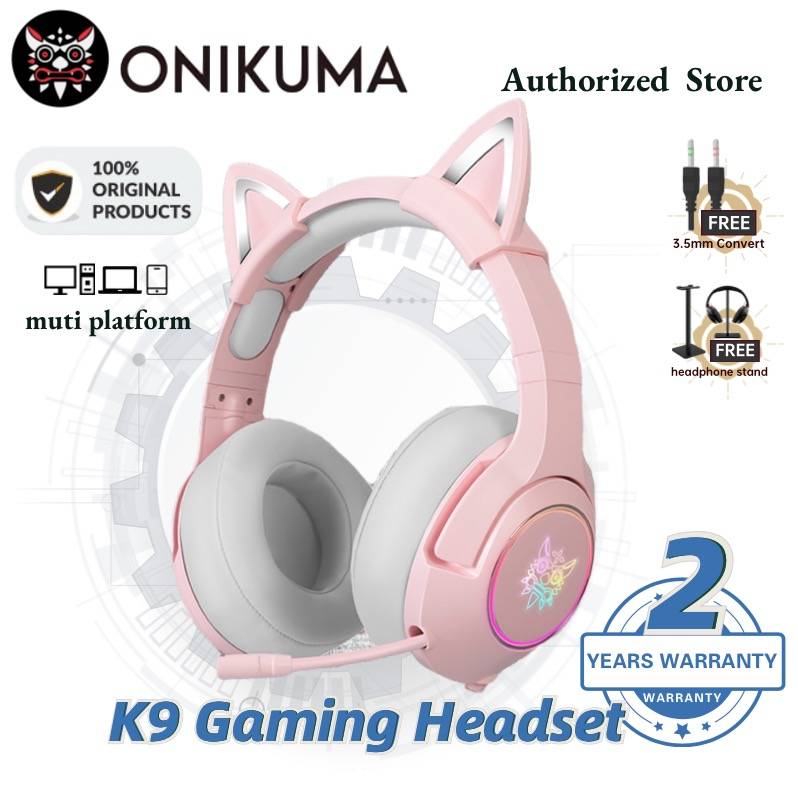 100 Original ONIKUMA K9 PINK Cat Ear Headphones Gaming Headphones