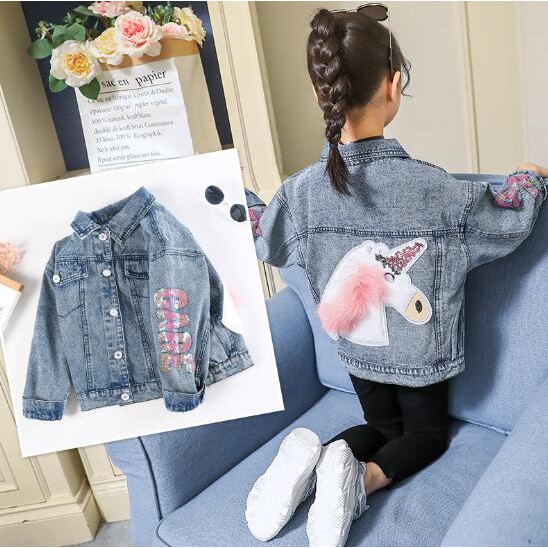 denim jacket with unicorn