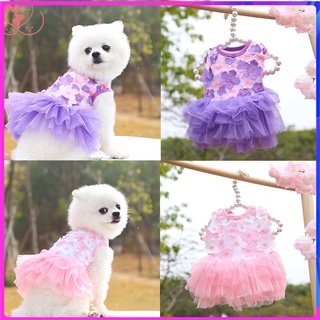 【Lovezz Lovepets】Pet Dog Cat Skirt Luxury High-end Teddy Bichon Chihuahua Small and Medium Dog Peach Blossom Dress
