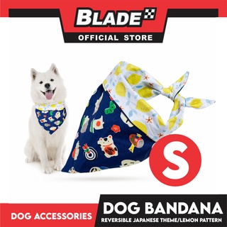 Dog Pet Bandana (Small) Reversible Japanese Theme/Lemon Pattern Washable Scarf