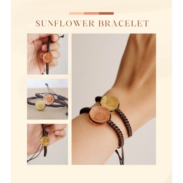 Handmade Epoxy Resin Bracelet ( Sunflower Design)
