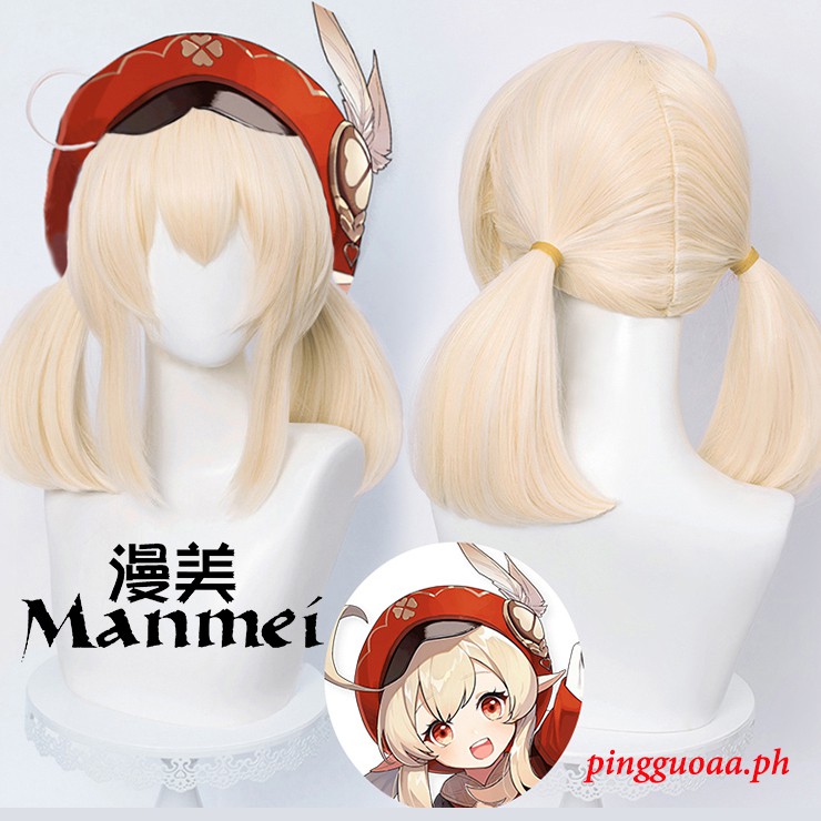Manmei Genshin Impact Cosplay Klee 45cm Wig Golden Wig Cosplay Anime