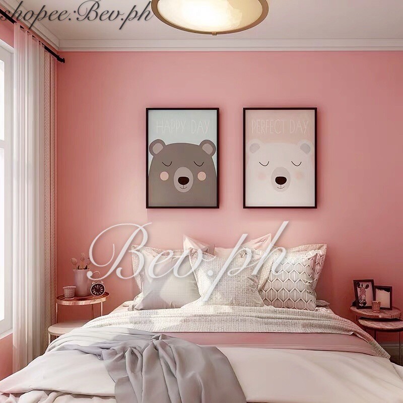 baby pink wallpaper plain & Embossed waterproof self Adhesion easy