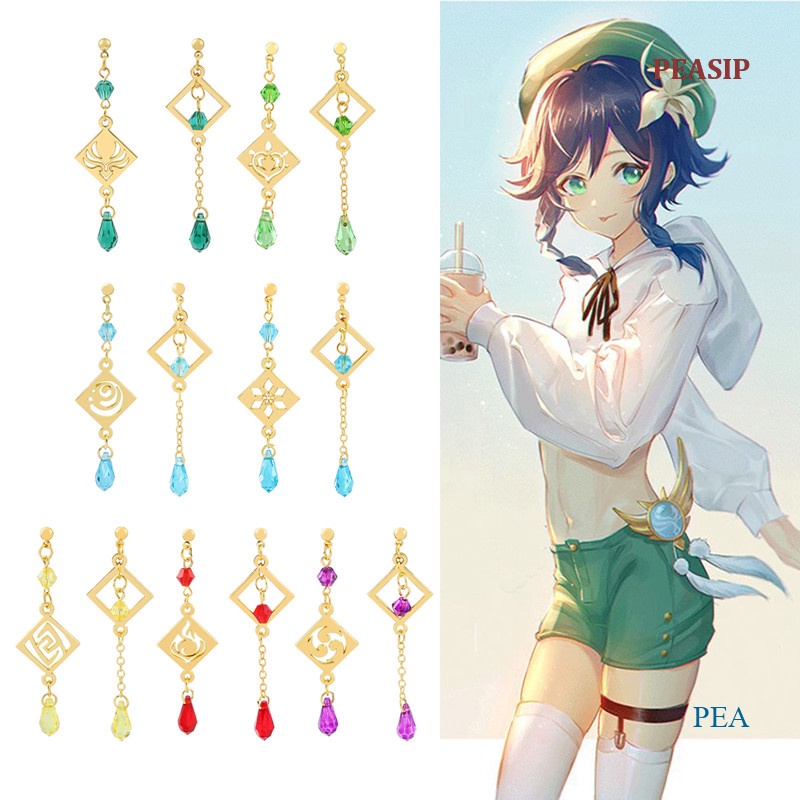 PEASIP Genshin Impact Earrings Ear Clip Xiao Zhongli Tartaglia Cosplay