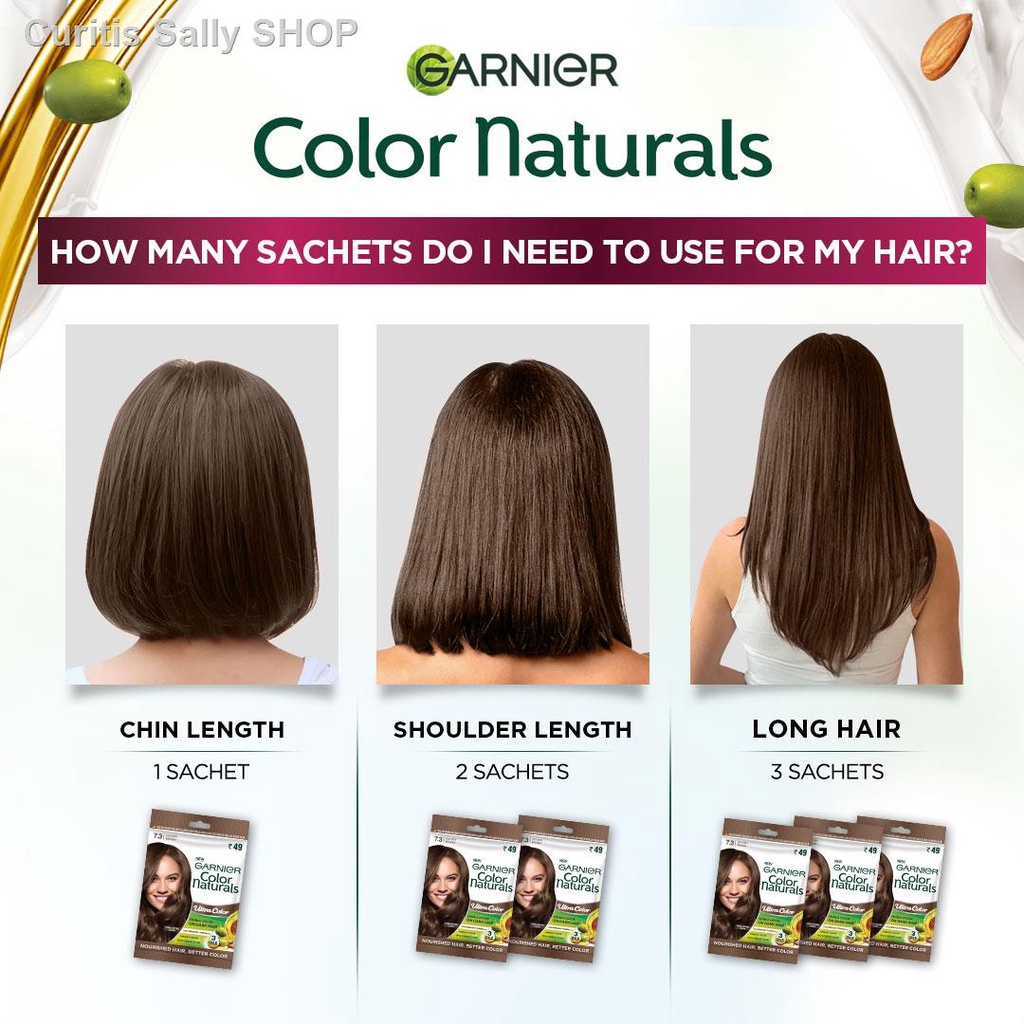 Garnier Color Naturals 7.3 Golden Brown Hair Color Set of 3 - Long lasting, Permanent Hair Color(bag